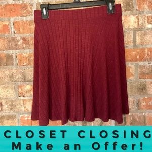 Maroon Burgundy knit skater skirt